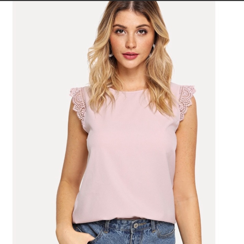 Sleeveless pink blouse